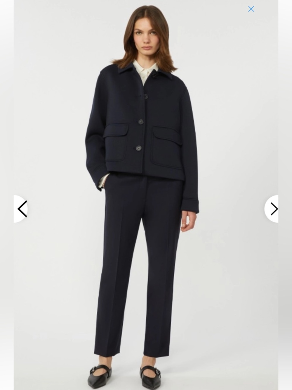 MaxMara Navy Stretch Cigarette Trousers